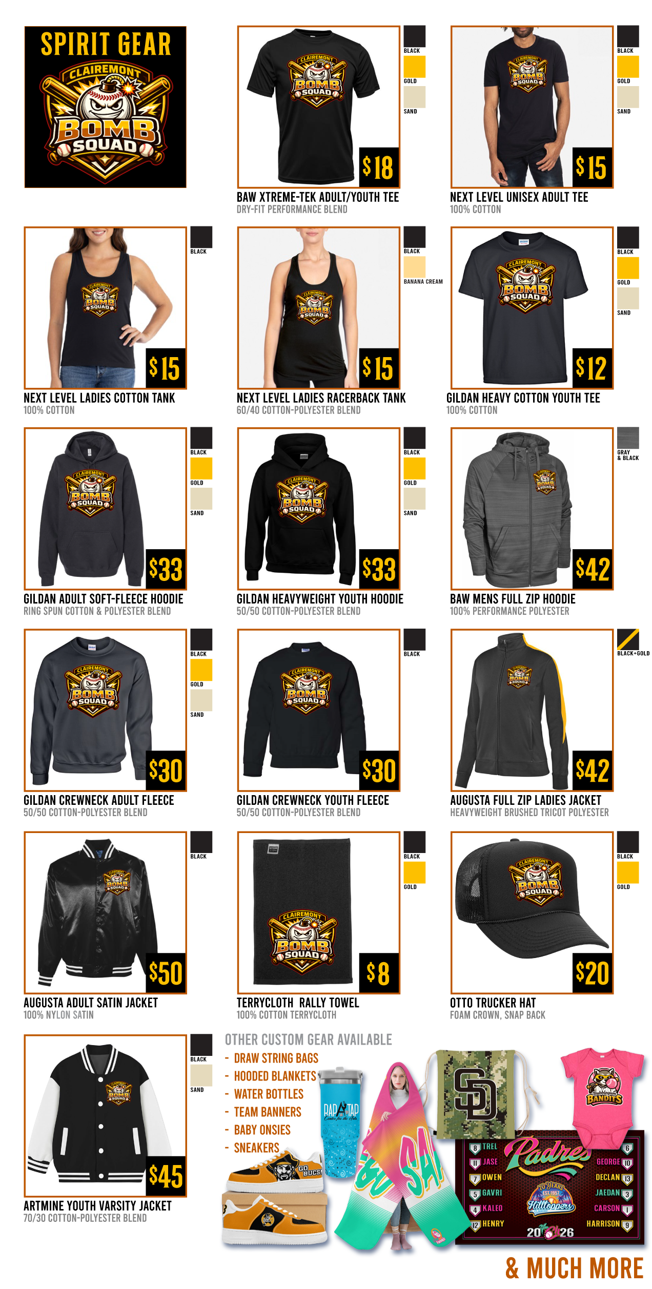 Bomb Squad custom apparel and fan gear