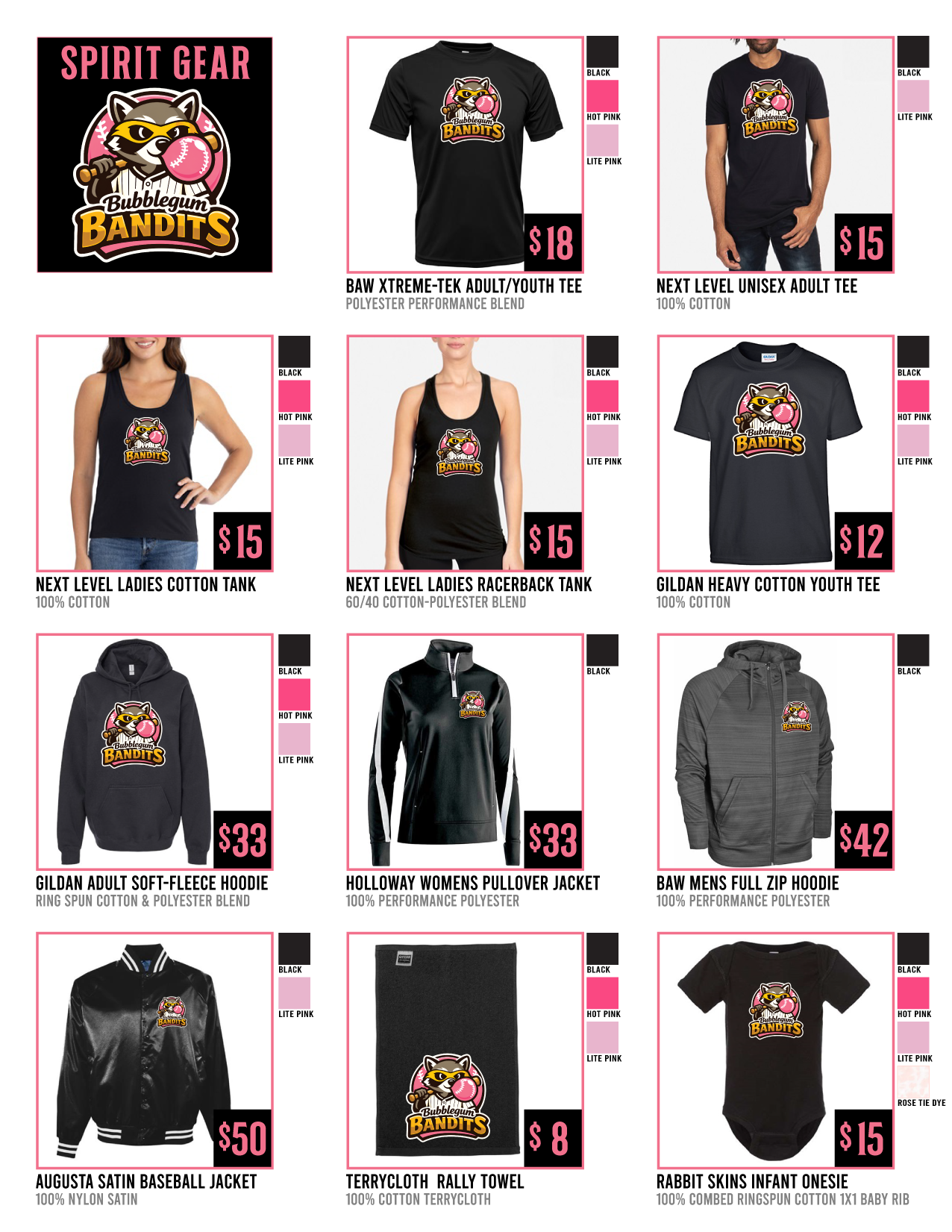 Bubblegum Bandits custom apparel and fan gear